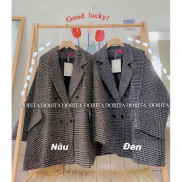 [Ảnh thật/Video] Áo dạ kẻ Hàn Quốc, Áo khoác dạ ullzang 2 lớp - Dorita Boutique